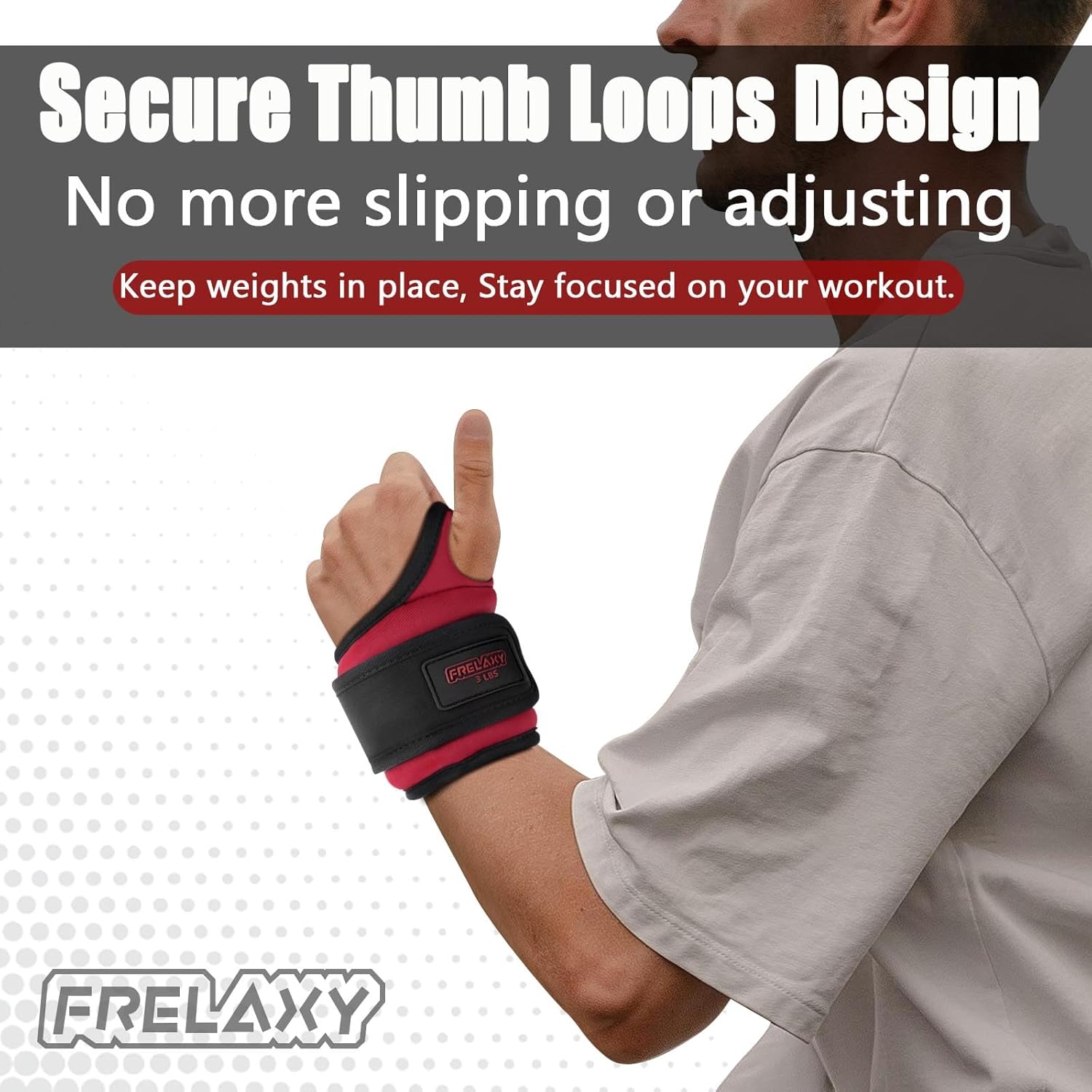 Frelaxy Wrist Weights with Thumb Loops Lock for Men Women 1lb*2 2lbs*2 3lbs*2 Ankle Weights Weighted Gloves for Running Strength Training Yoga Walking Exercises - Image 3