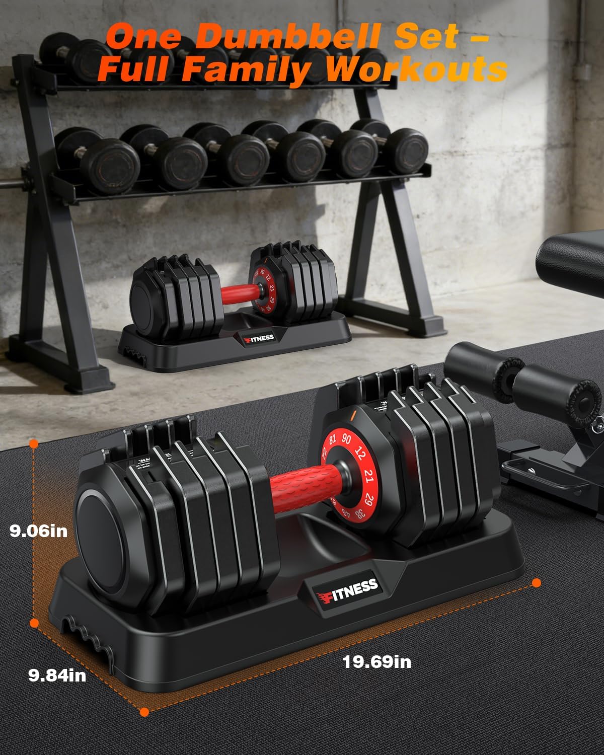 XDDIAS Adjustable Dumbbells Set of 2 for Strength Training, One-Hand Quick Adjust, 25/55/80/90 lbs Options, Anti-Slip Grip Handle, Compact Home Gym Weights for Men Women - Image 7