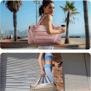 BAGSMART Gym Bag for Women, Weekender Travel Bag with Trolley Sleeve, Sports Duffel Bag with Yoga Mat Holder, Gym Tote Bag for Workout Sport Travel Swimming Yoga