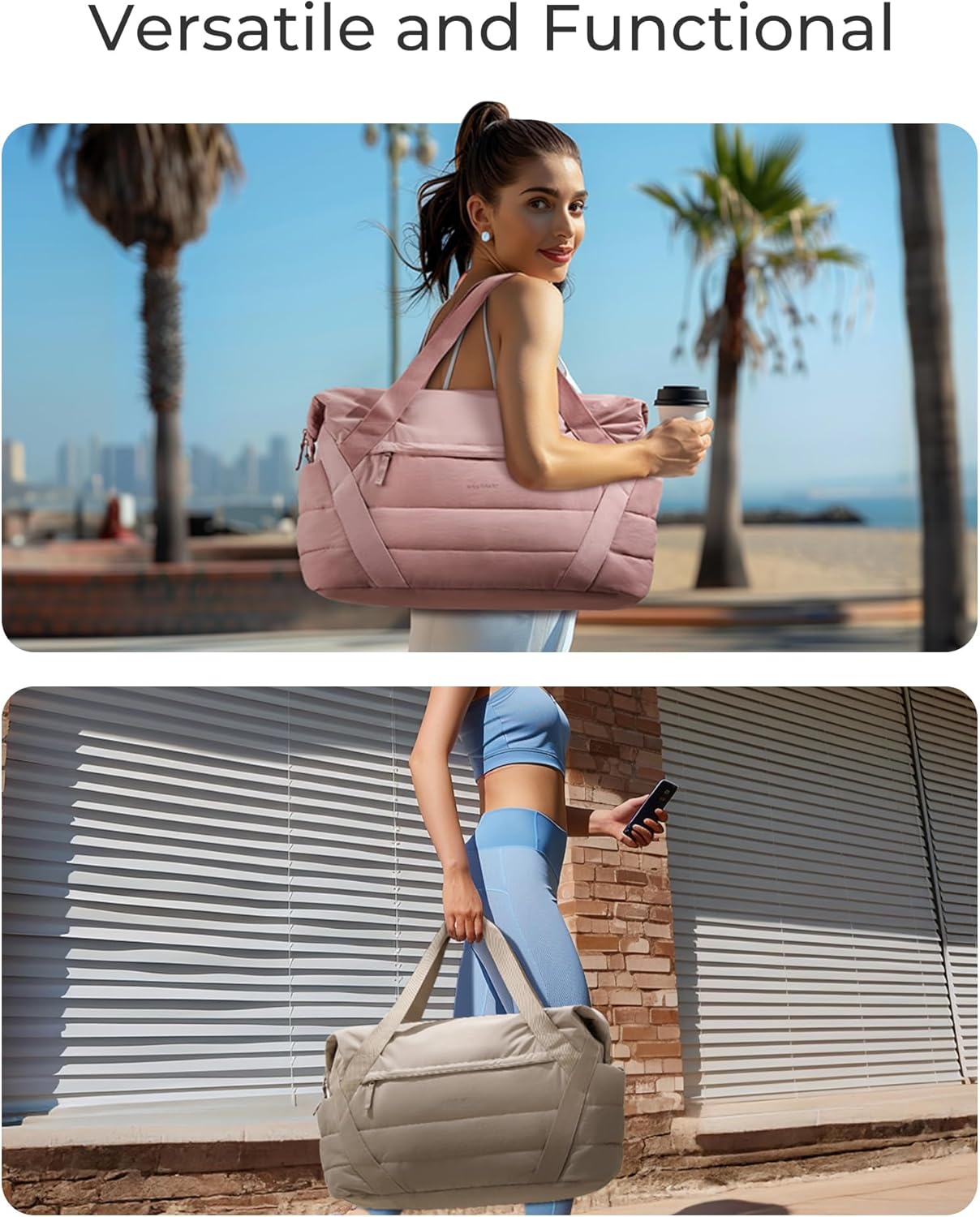 BAGSMART Gym Bag for Women, Weekender Travel Bag with Trolley Sleeve, Sports Duffel Bag with Yoga Mat Holder, Gym Tote Bag for Workout Sport Travel Swimming Yoga - Image 2