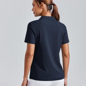 PINSPARK Womens Golf Shirt Short Sleeve Polo Shirts UPF 50+ Tennis Top V-Neck Workout Tops Collared Activewear T-Shirts