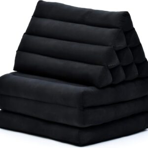Leewadee – Comfortable Japanese Floor Mattress Used As Thai Floor Bed with Triangle Cushion, Futon Mattress Or Thai Massage Mat, 67 x 21 inches, Black