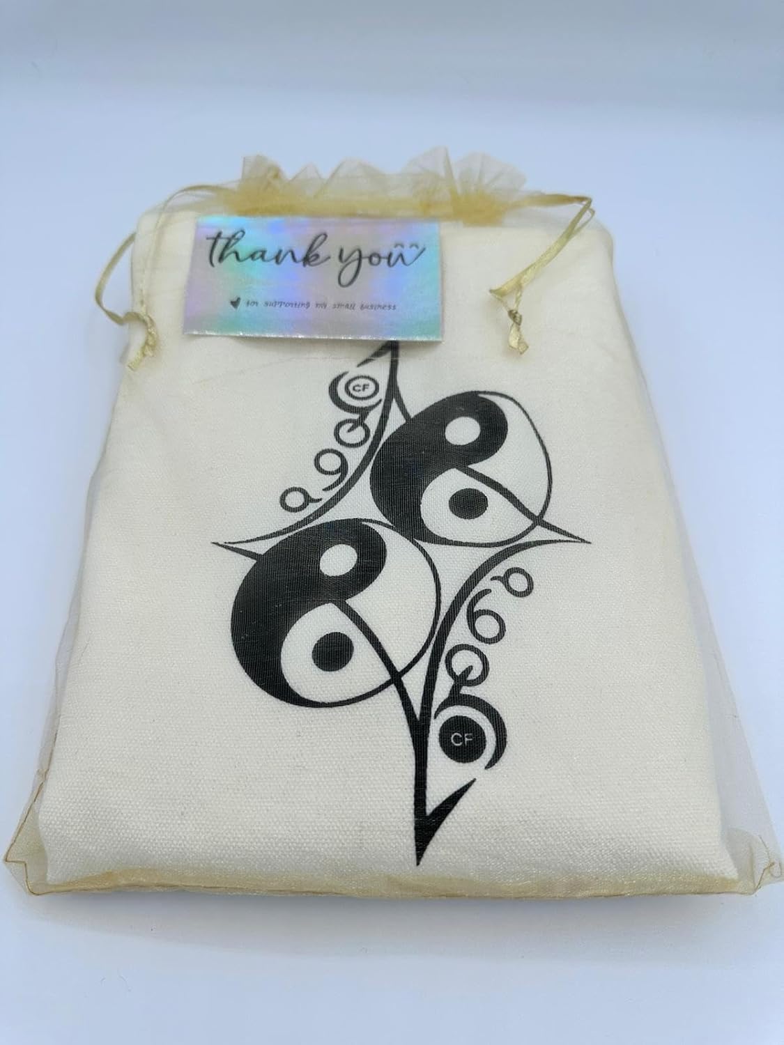 Candy Freezer Canvas Yoga Mat Tote Bag – Multi-Purpose Gym Bag for Women with Mat Carrier Pocket, Ideal for Office, Pilates, Beach, and Travel with Mesh Gold Packaging Included (Beige/White) - Image 4