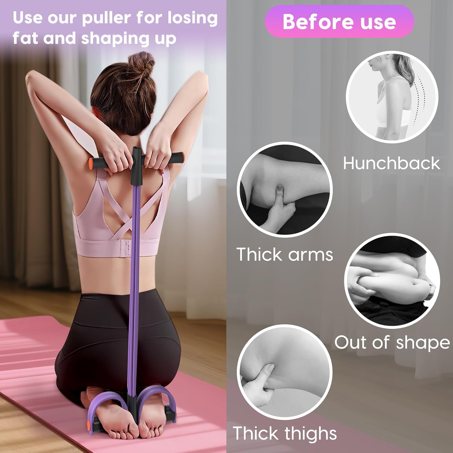 Pedal Resistance Band with Handle, 6-Tube Elastic Foot Pedal Resistance Band, Natural Rubber Ankle Puller Sit-up Exercise, Multifunction Fitness Band for Abdomen, Waist, Arm, Leg Stretching Training - Image 6
