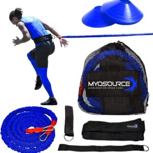 Acceleration Speed Cord Bungee Multi-Sport Resistance Training Kit – Improve Strength, Power, Agility, Vertical Jumping, Sprint Speed – 3 Waist Belt Sizes (S, M, L) Available – Kinetic Bands