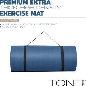 Tone Fitness 1-Inch Thick Yoga Mat | High-Density, Non-slip Exercise Mat with Carrying Strap for Yoga, Pilates, & Home Gym Workouts | Multiple Options