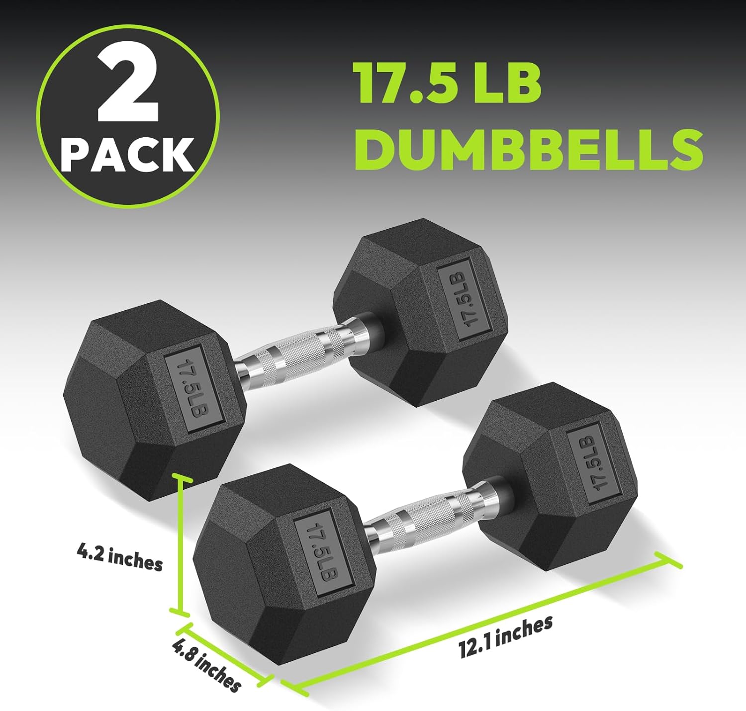 HANDBODE Hex Dumbbell Set 2.5-65 lb, Rubber Encased Hex Dumbbells for Home Gym, Weights Dumbbells Set of 2 Hand Weights for Strength Training & Fitness Exercise - Image 2
