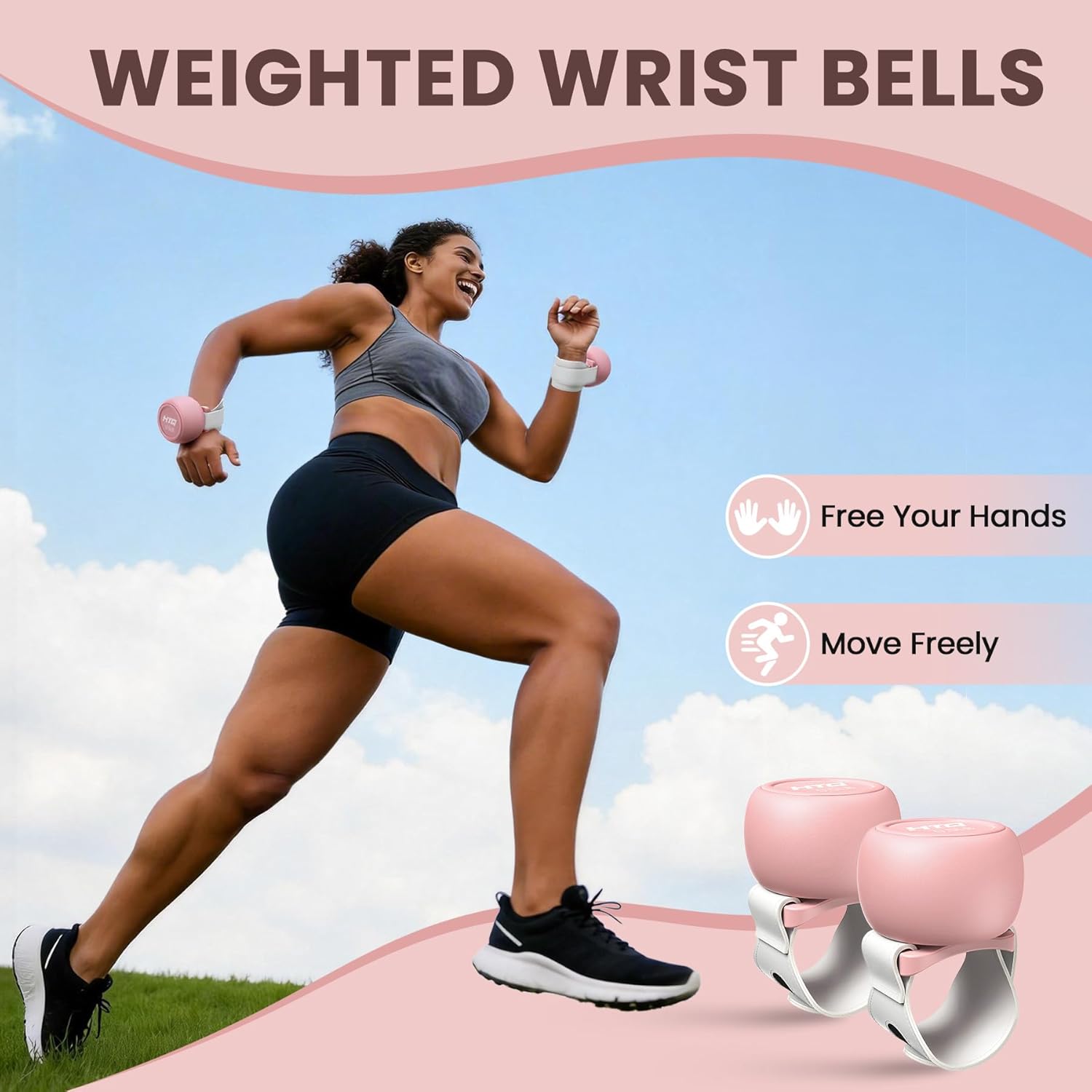 HTQ Adjustable Dumbbells, 5 in 1 Dumbbells Set Used as Barbell, Kettlebells, Jump Rope, Wrist Weights, Resistance Band, Fitness Exercises for Home Gym Suitable for Women, Pink/Green - Image 3