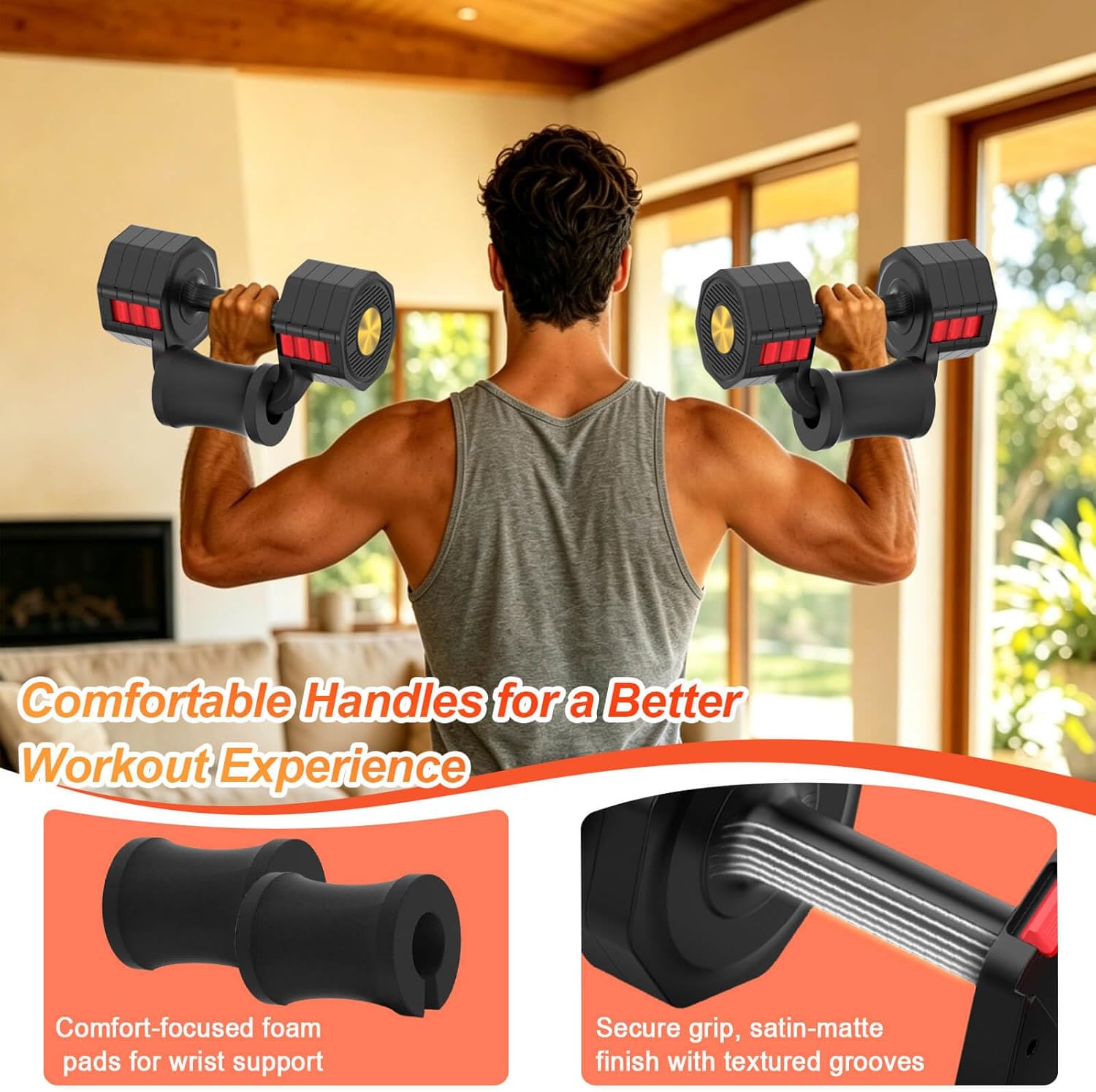 Adjustable Dumbbells Set with 4-Level Weights | Dual-Function, Quick-Adjustable Weights, Portable, Space-Efficient, for Men & Women, Multi-Scene Use - Image 5