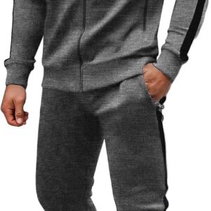 COOFANDY Tracksuit Mens with Zipper Pockets Full Zip Hoodie Sweatsuit 2 Pieces Running Jogging Sports Casual Sweat Suits