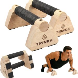 Wooden Parallettes Push Up Bars, 2 PCS Wood Calisthenics Bars with Non-Slip Base, Pushup Handles for Floor Home Fitness, Workout Equipment for Men and Women Strength Training