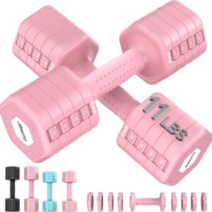 JOROTO 4-in-1 Adjustable Dumbbell Set of 2, 16LBS/22LBS Hand Weights for Women, Men, Upgraded TPE Soft Handle, 1s-Adjust Dual-Stable Dumbbell Set for Women Home Gym Exercise Training