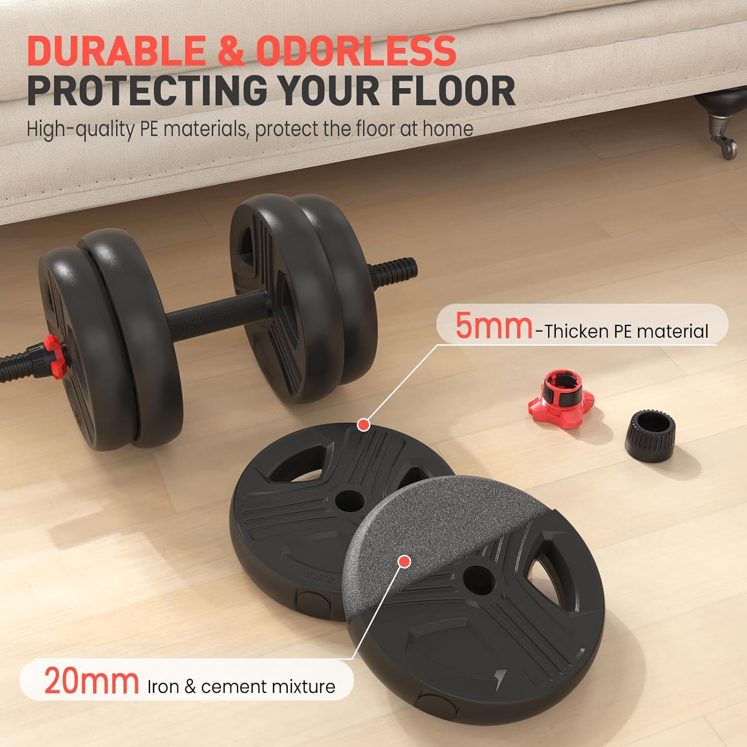 FDS4 Adjustable Dumbbell Set, 20/30/40/60/80 lb Free Weight Set with Connector, 3-in-1 Design for Dumbbell, Barbell, and Weight Plate Training, Home Gym Fitness Equipment for Men and Women - Image 5