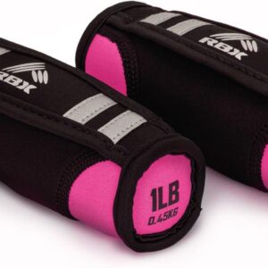 RBX 2lb Walking Weights Pair (1lb Each), Soft Hand Weights with Reflective Safety Straps, Ergonomic Grip & Breathable Fabric, Add Resistance to Walking, Jogging & Aerobics