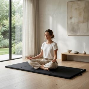 SONU SPORTS CO. SPORTS GOODS Bip Washable Yoga High Destiny Foam Foldable Mat for Men and Women, 72 X 24X 22 Mm, 22 Mm Thick Mat (Black)