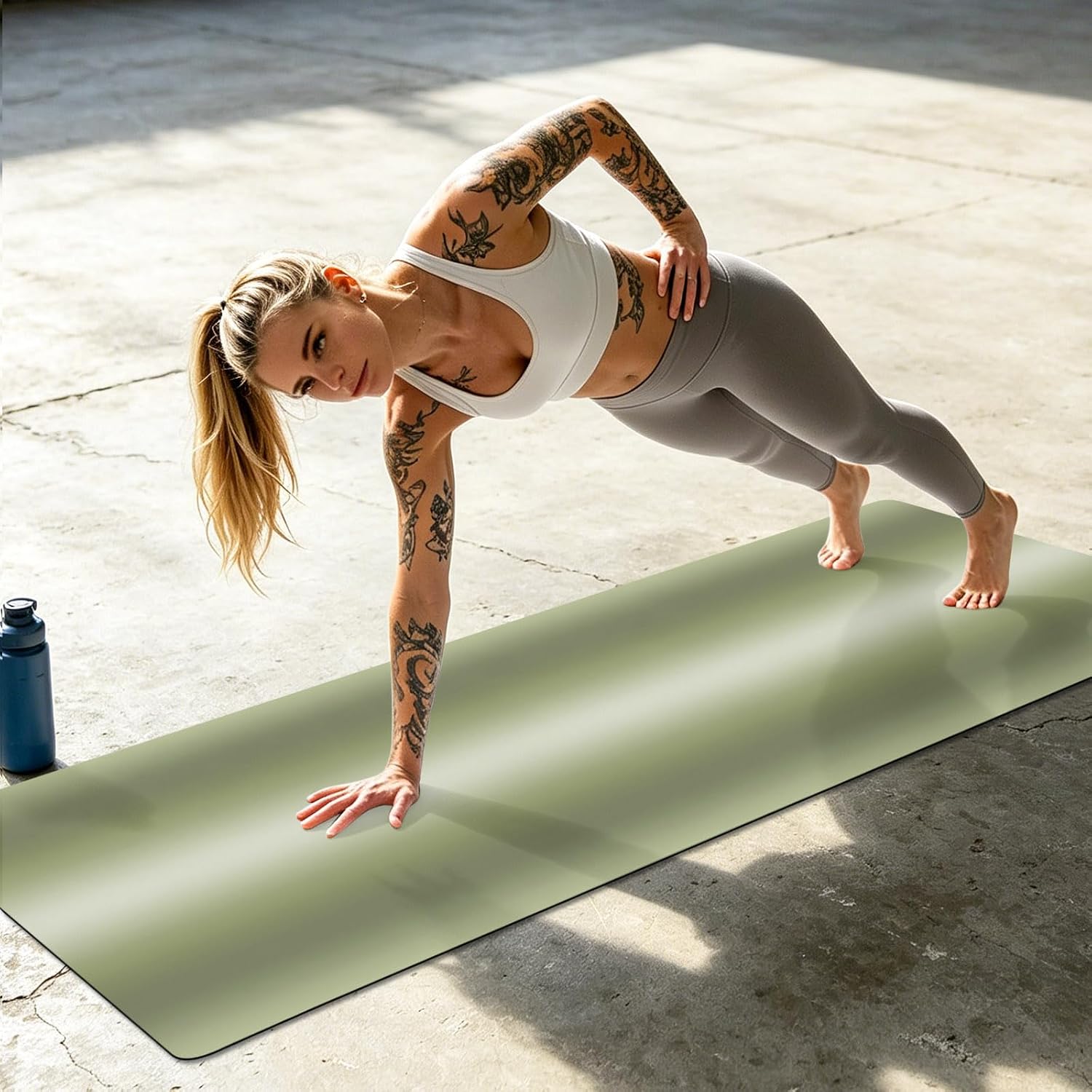 Yoga Mat Non Slip, Green Ombre Fitness Yoga Mats with Carrying Strap & Bag, Abstract Art Modern Gradient Women Workout Mats for Home Pilates Floor Exercises Travel - Image 9