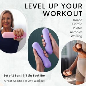 Polyfit Dumbbell Weight Bars for Women – 3.3 LB Each | 6.5 LB Pair – Dumbbell Set for Walking, Yoga, Dance, Barre, Pilates, Cardio, Aerobics