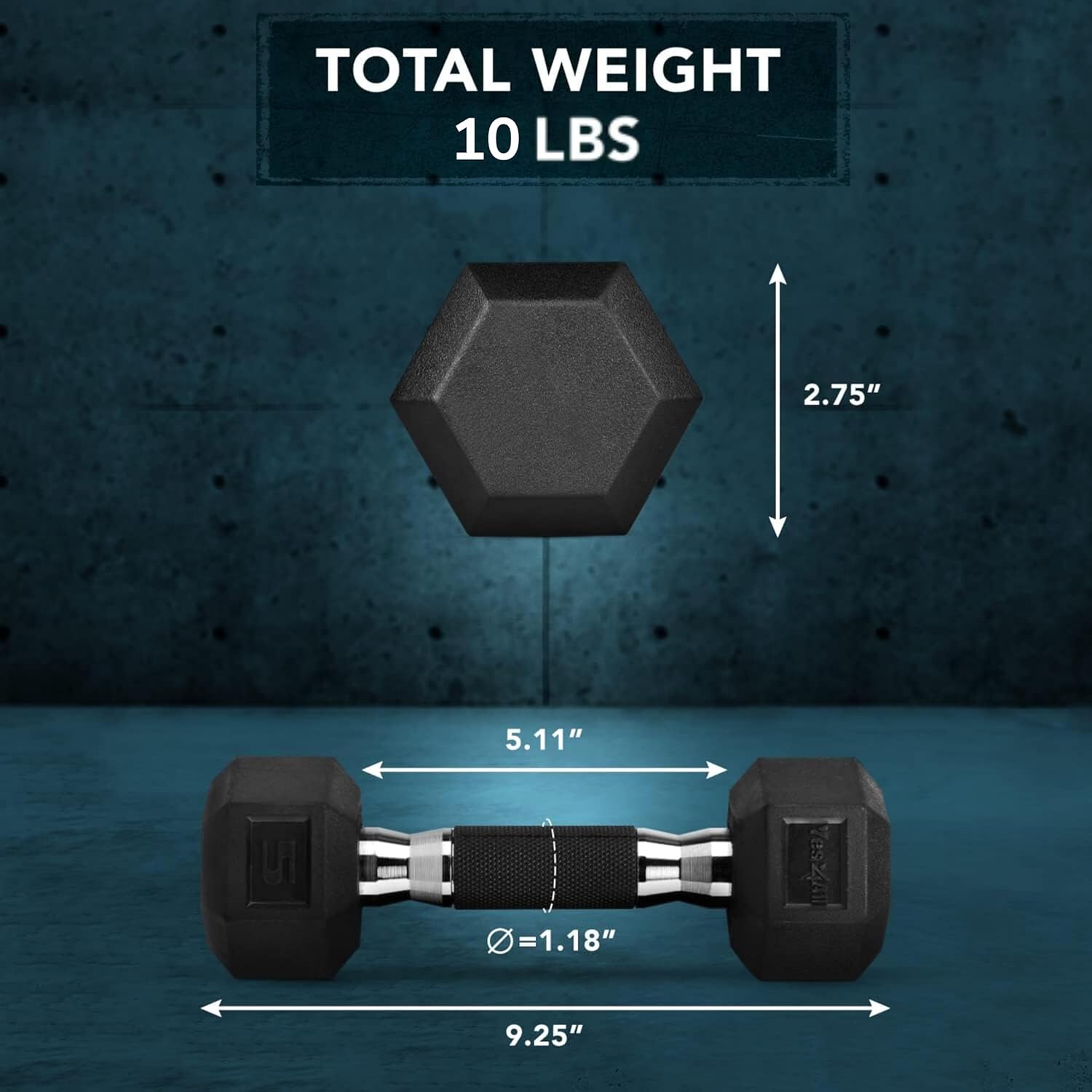 Yes4All Rubber Grip Encased Hex Dumbbells – Hand Weights With Anti-Slip 5-50 LBS Pair/Set - Image 3