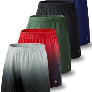 Liberty Pro 5 Pack Men’s Athletic Shorts 9 Inch Inseam, Mesh Basketball Gym Shorts with Pockets, Quick Dry Workout Shorts