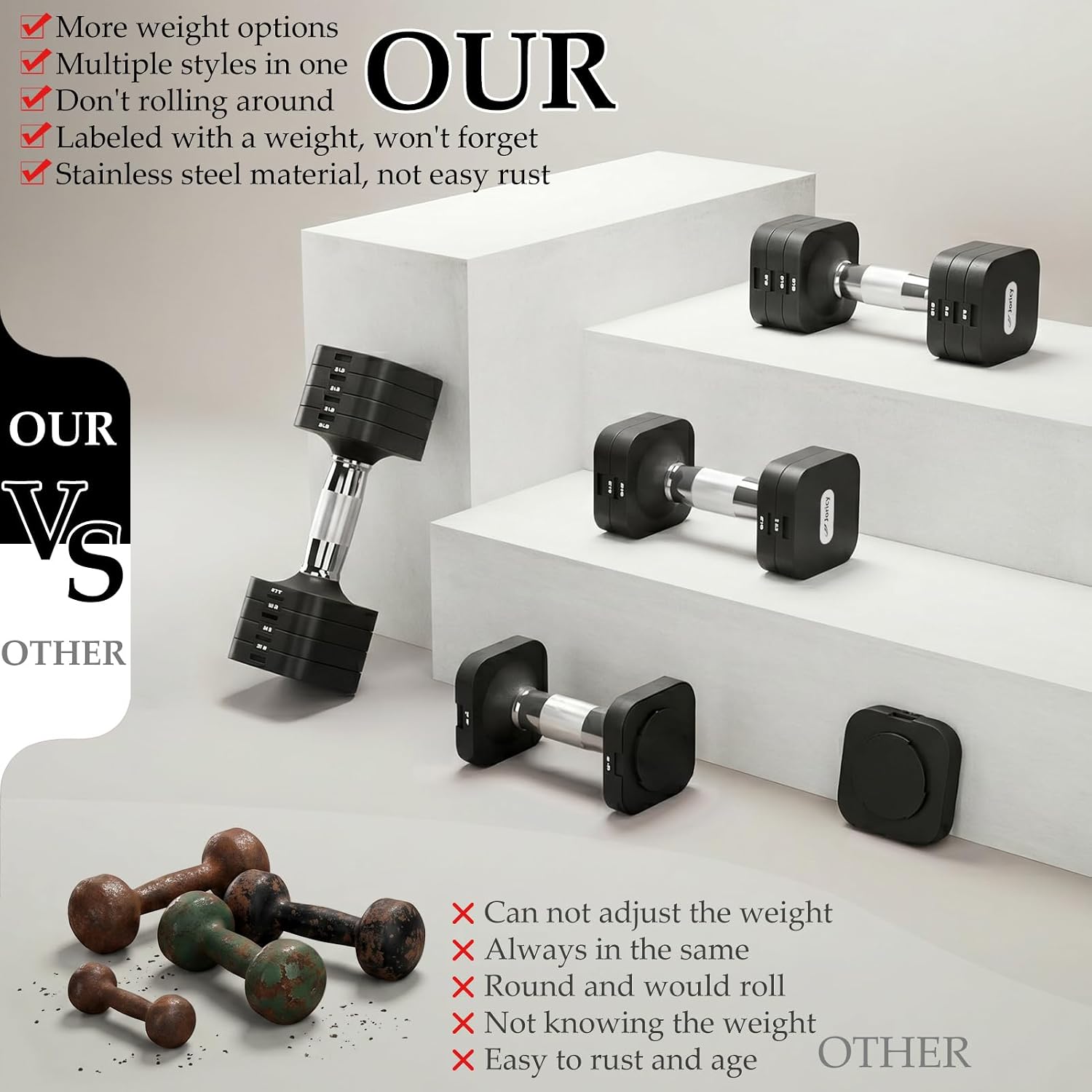 Adjustable Dumbbell Set 20LB 40LB 50LB Dumbbells Hand Weights for Women Men, Free Weight Set for Home Gym & Outdoor Exercise Weights Loss Workout Strength Training Equipments - Image 2