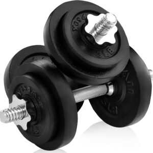 Yes4All 50lbs Pair Cast Iron Weights Adjustable Dumbbell Sets for Home Gym with Bars, Plates, Collars