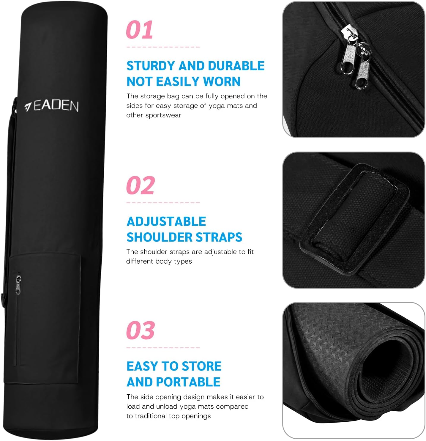 Upgrade Yoga Mat Bag with Pocket, Exercise Yoga Mat Carrier with Adjustable Strap,Multi-Functional Storage Bag - Image 3
