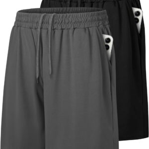 2 Pack Mens Gym Basketball Shorts – Athletic Black Workout Quick Dry Shorts with Pockets for Casual Running