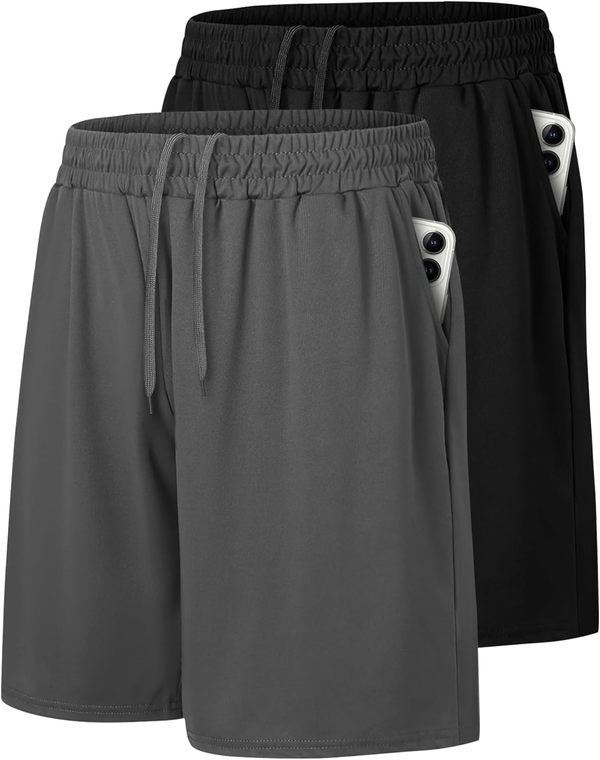 2 Pack Mens Gym Basketball Shorts - Athletic Black Workout Quick Dry Shorts with Pockets for Casual Running
