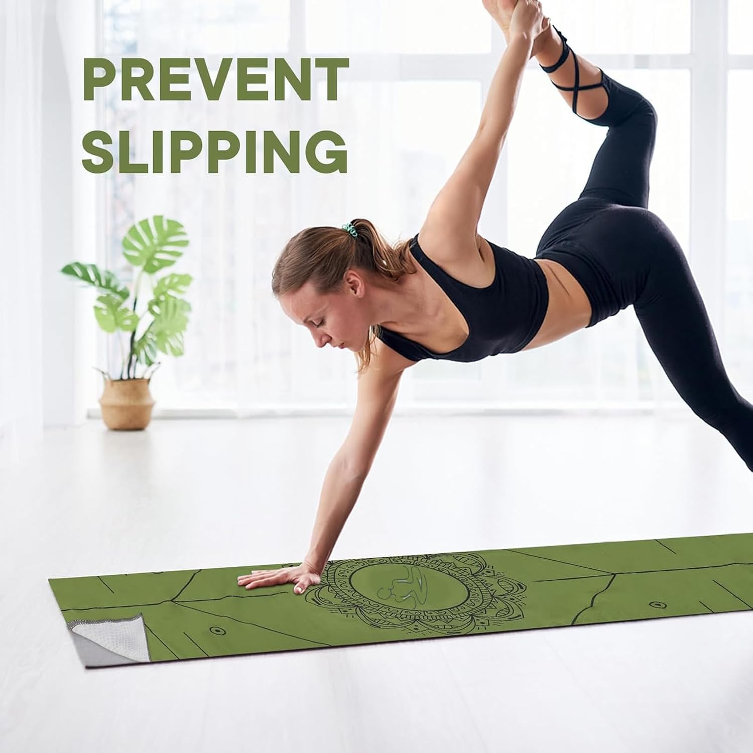 Yoga Towels, Non Slip Hot Yoga Mat Towel with Grip Dots,Super-Absorbent Soft Microfiber Yoga Blanket for Pilates, Fitness and Workout 72inch x 24inch - Image 4