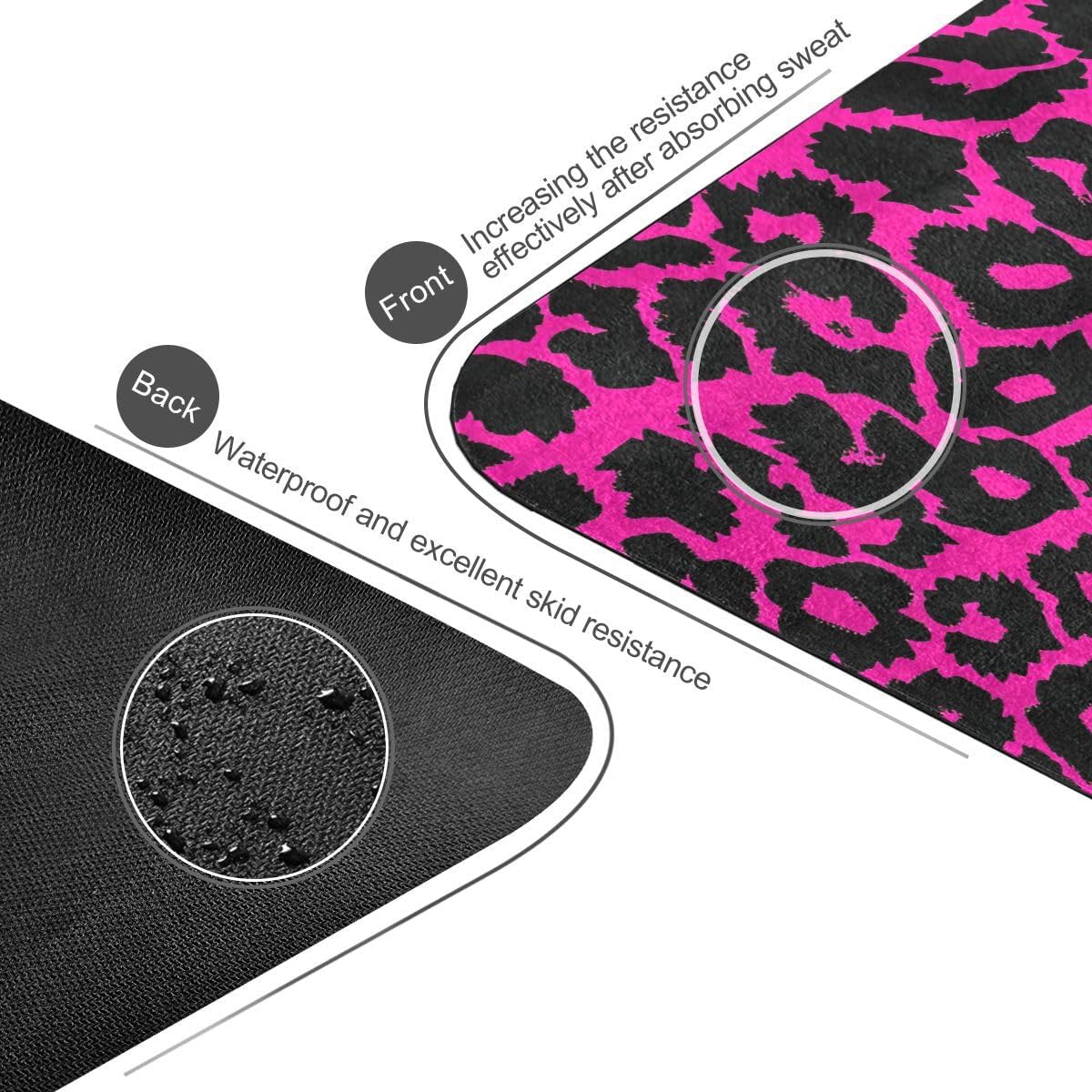 ALAZA Pink Leopard Animal Print Yoga Mat Non Slip Fitness Exercise Mat, Workout Mat for Yoga, Pilates and Floor Exercises - Image 4