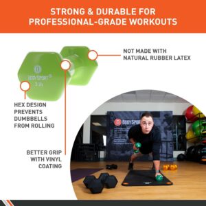 Body Sport Vinyl Coated Dumbbell Hand Weight – Exercise & Fitness Dumbbell for Home Gym Equipment Workouts – Strength Training for Men & Women