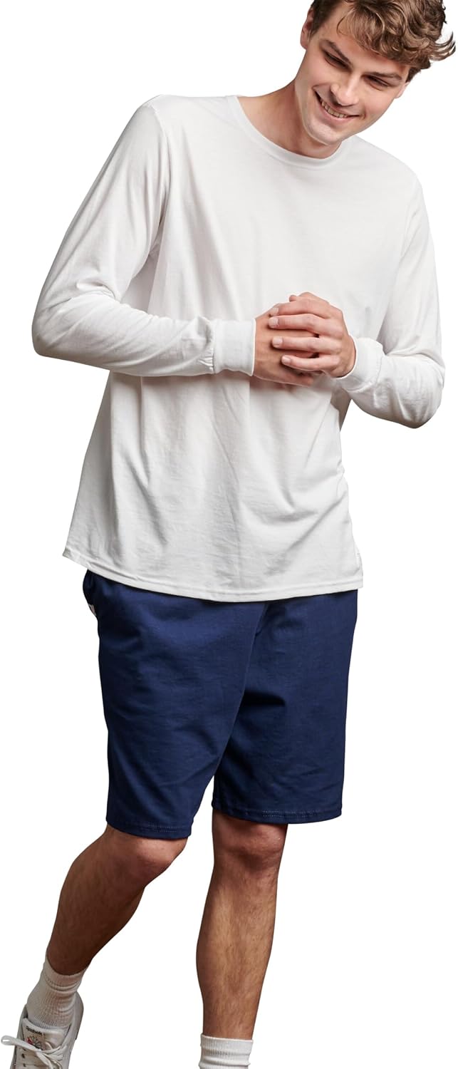 Russell Athletic Men's Relaxed Fit 9" Cotton Shorts with Pockets, Adjustable Elastic Waist, Sizes S-4X - Image 2