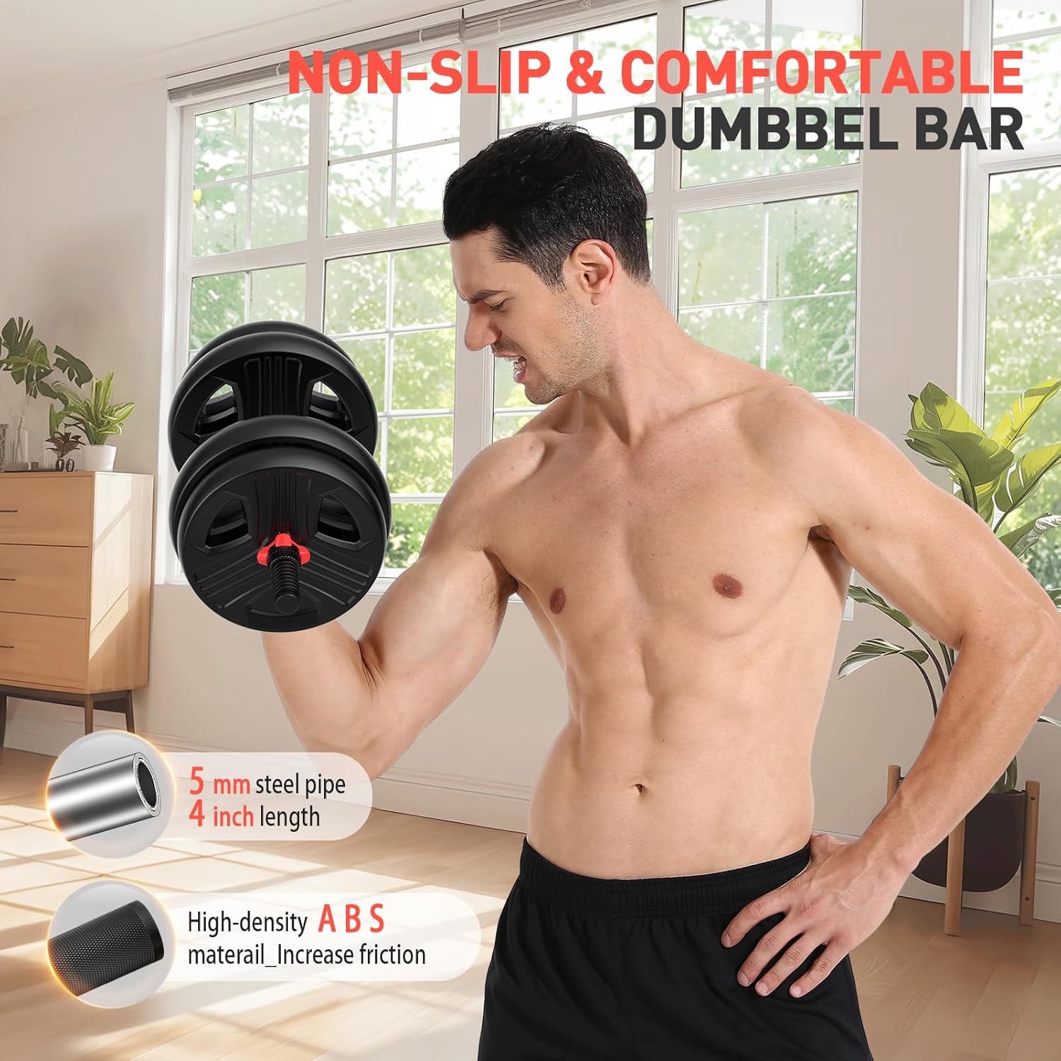 FDS4 Adjustable Dumbbell Set, 20/30/40/60/80 lb Free Weight Set with Connector, 3-in-1 Design for Dumbbell, Barbell, and Weight Plate Training, Home Gym Fitness Equipment for Men and Women - Image 7