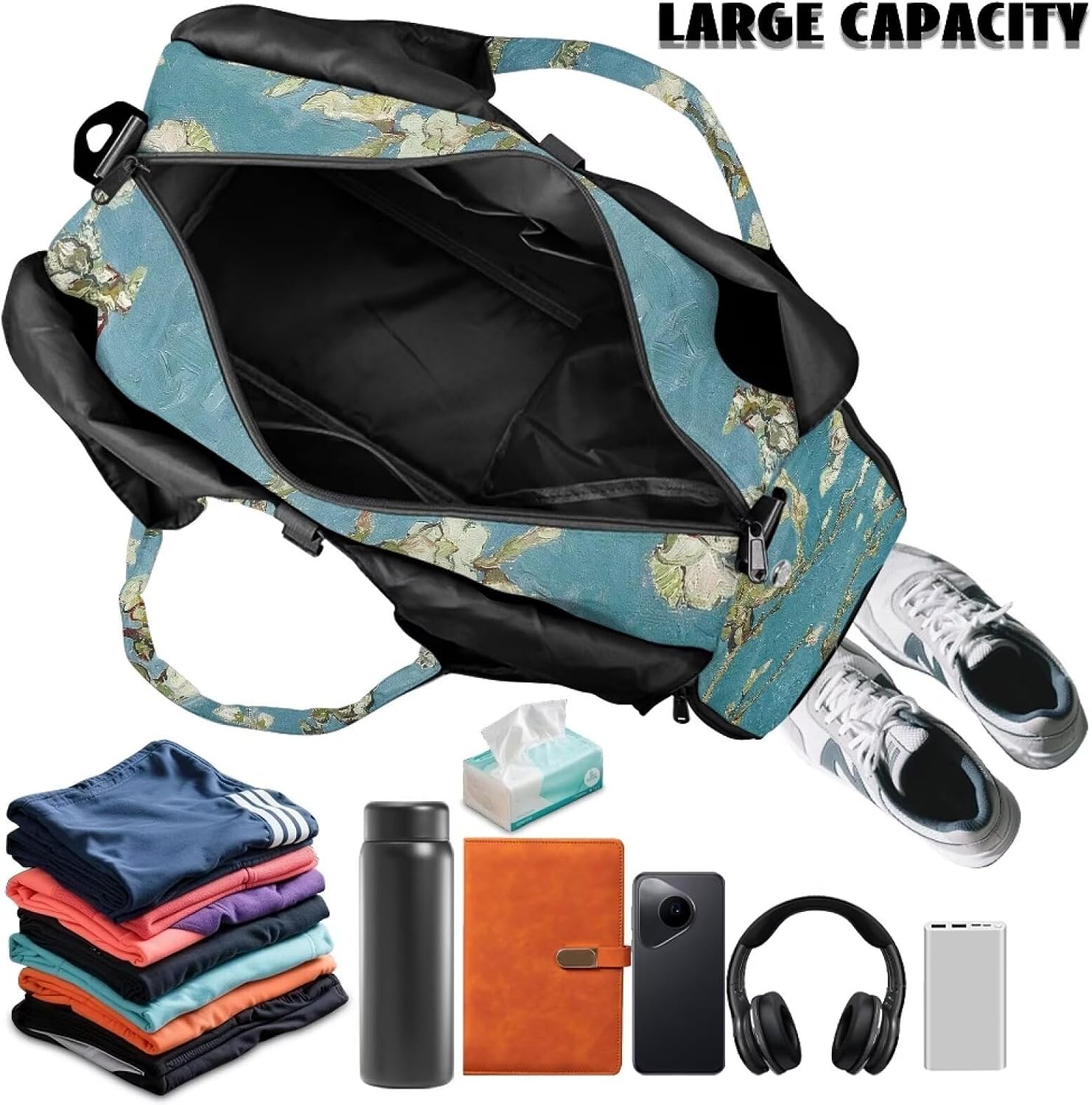 Yoga Gym Bag with Removable Adjustable Shoulder Strap, Shoe Compartment & Top Yoga Mat Holder 17.72x8.66x9.84in - Image 6