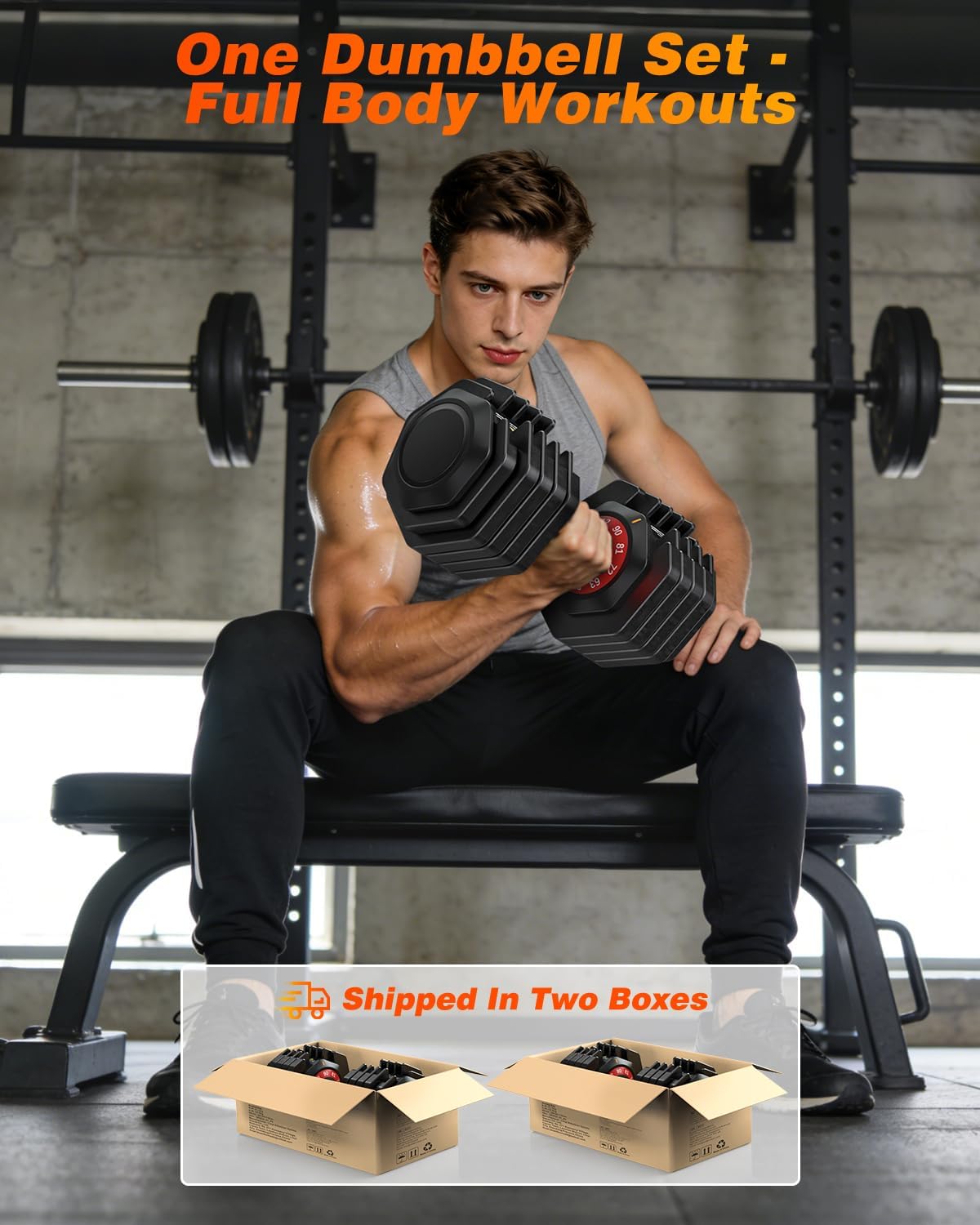 XDDIAS Adjustable Dumbbells Set of 2 for Strength Training, One-Hand Quick Adjust, 25/55/80/90 lbs Options, Anti-Slip Grip Handle, Compact Home Gym Weights for Men Women - Image 8