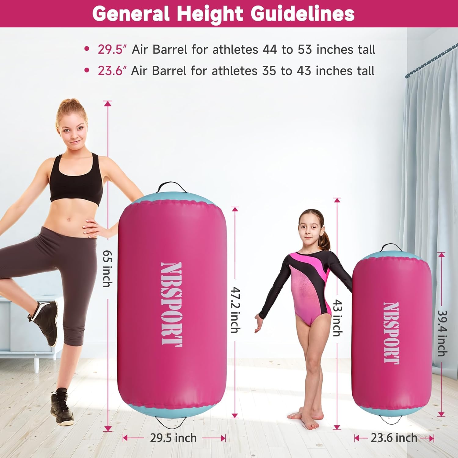 Air Barrel - Air Roller Gymnastics Barrel for Back Handspring Trainer, Air Tumble Mat with Pump for Gym Training/Yoga Balance Exercise/Cheerleading/Home and Outdoor Use - Image 4