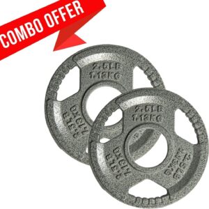 Yes4All Tri-Grip Handles Cast Iron Olympic Weight Plates, 2-Inch Weight Plates for Weight Lifting with Smooth and Durable Finish, Suitable for Strength Training Exercises (Single, Pair and Set)