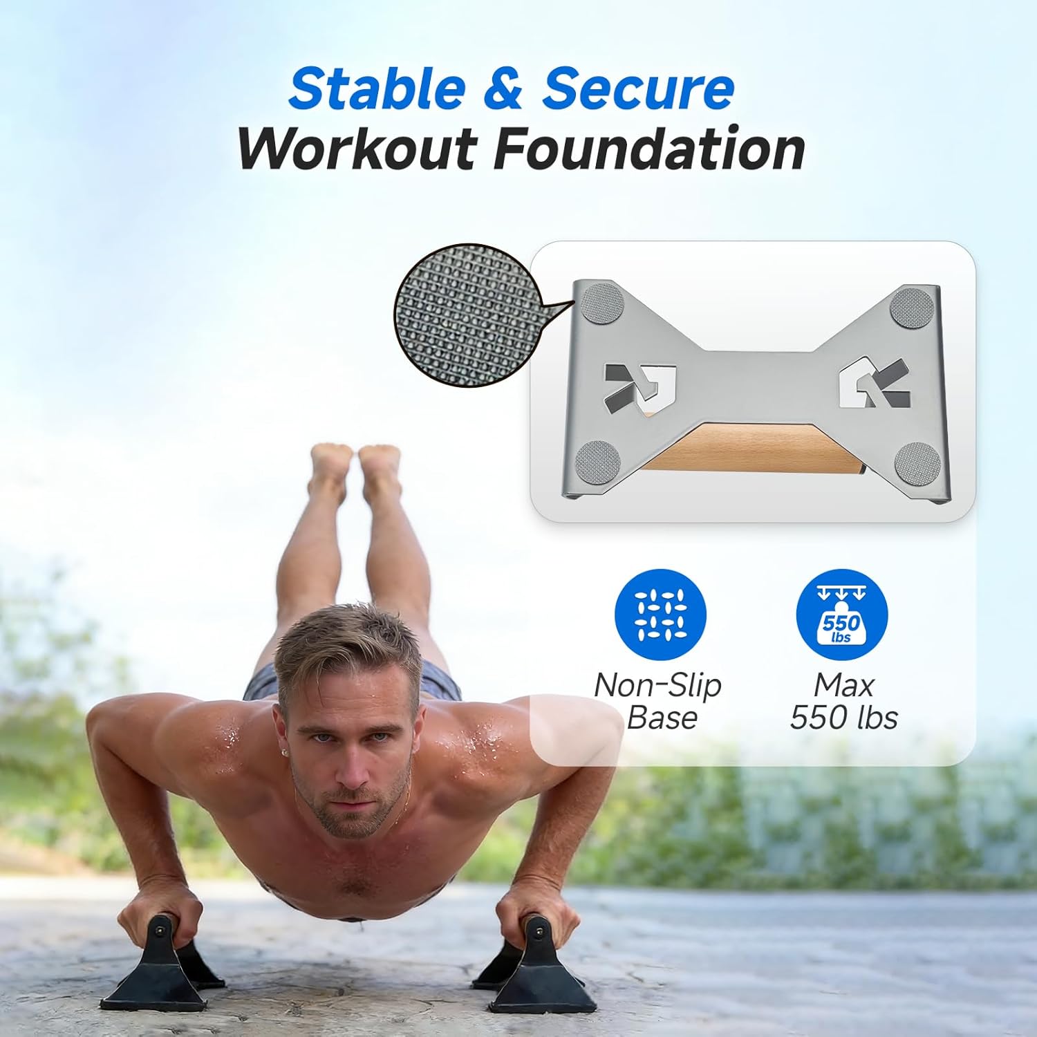 Rocalt Push Up Bars with Wooden Handles, Heavy Duty Steel Parallettes Push Up Handles, Anti-Slip Calisthenics Equipment for Home Gym, Wrist-Friendly Strength Training Bars - Image 4