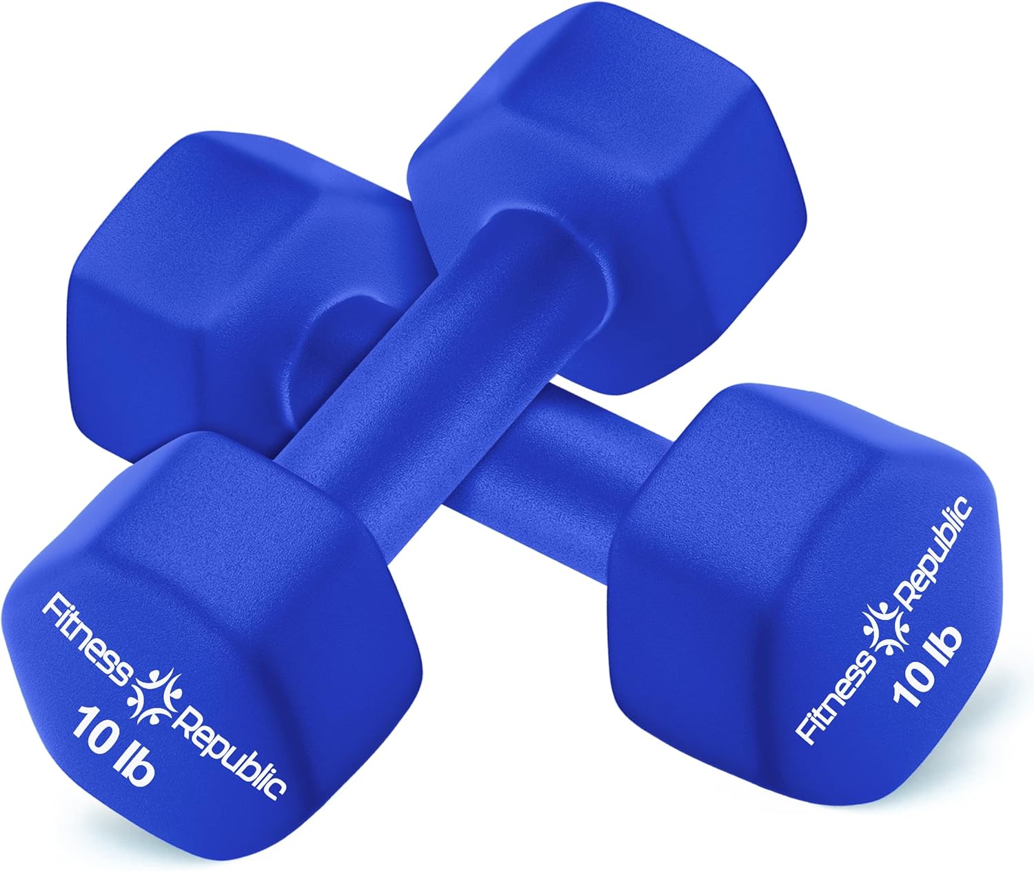 Fitness Republic Neoprene Dumbbell Set of 2, Non-Slip, Hex Shape, Free Weights for Muscle Toning and Strength Building - Portable Home Gym Hand Weights