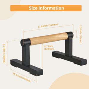 1 Pair Wooden Parallettes Push Up Bars for Men, Strength Training Pushup Stands Handles for Home Calisthenics, Fitness, Floor Workouts Solid Wood with White Metal Bracket – Support 500 lbs