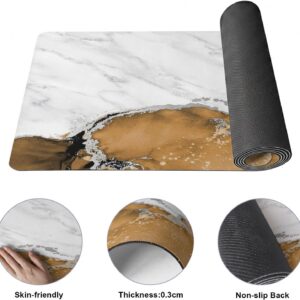 Yoga Mat Navy Blue Marble Yoga Mats with Strap & Shortage Bag Non Slip Soft Workout Mats White Modern Abstract Art Luxury Fluid Exercise Mat for Yoga Pilates Stretching Fitness Floor Exercises Gym