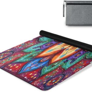 Kigai Travel Yoga Mat 71″ x 24″ Non Slip Natural Rubber Foldable Exercise Mat Ultra Thin 1.5mm Lightweight for Fitness, Pilates & Home Workout, Mandala Pattern