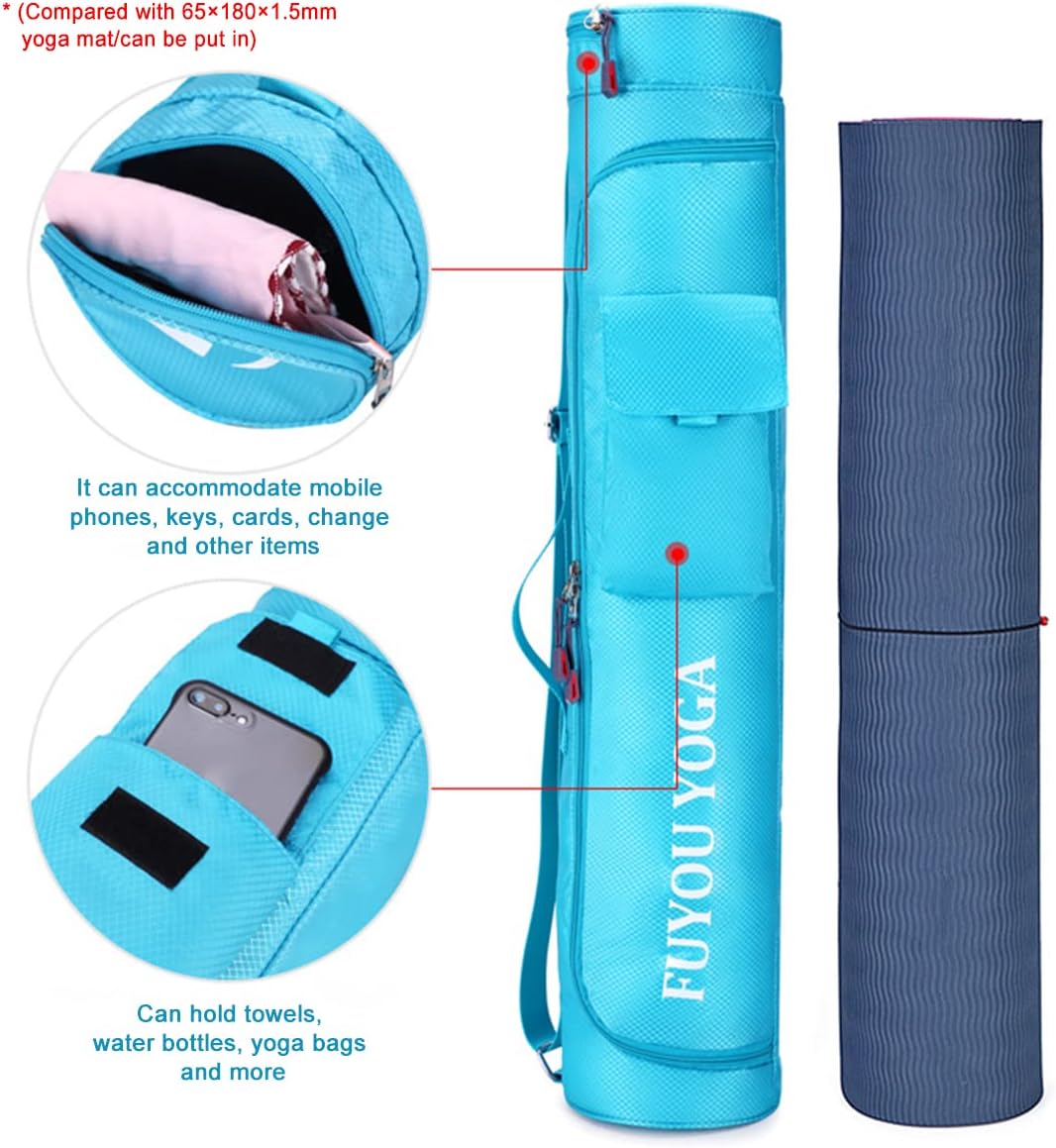 Yoga Mat Bag with Adjustable Strap Exercise Mat Bag with Storage Pockets Large Yoga Carrier Portable Carry Case Bags Smooth Zippers for Men Women Fitness 77cm × 15cm - Image 3