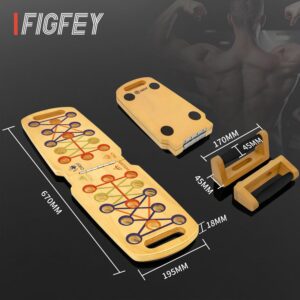 Wooden Portable Push up board, foldable fitness strength training pushup stand with solid bar grips, 2 handles for floor, professional push up training equipment for man and women