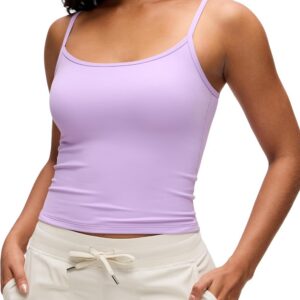 CRZ YOGA Butterluxe Double Lined Cami Tank Tops for Women – Yoga Casual Going Out Soft Scoop Neck Summer Sleeveless Shirt