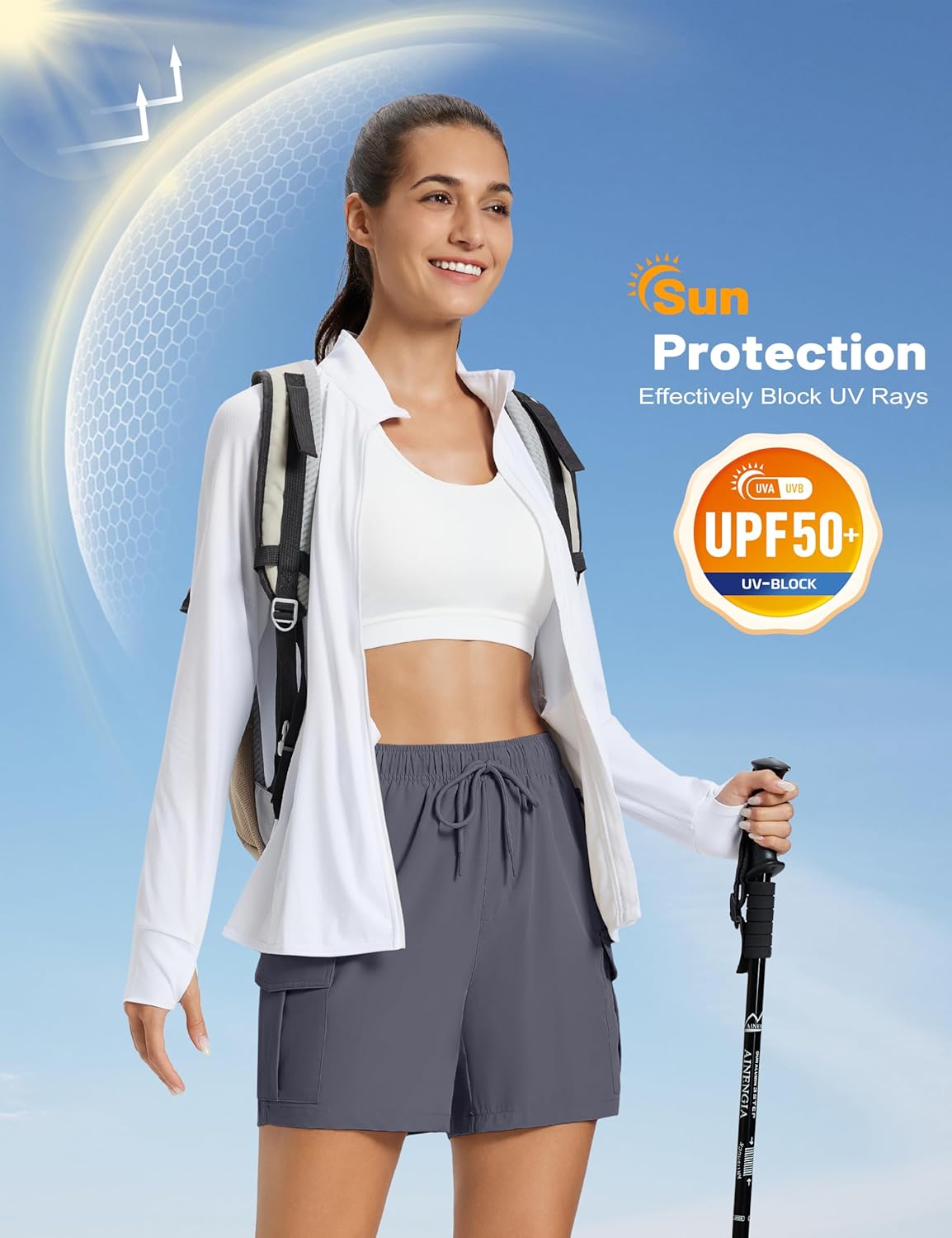 MAGCOMSEN Women's 5'' Hiking Cargo Shorts UPF 50 Quick Dry Lightweight Athletic Golf Outdoor Summer with Zipper Pockets - Image 3