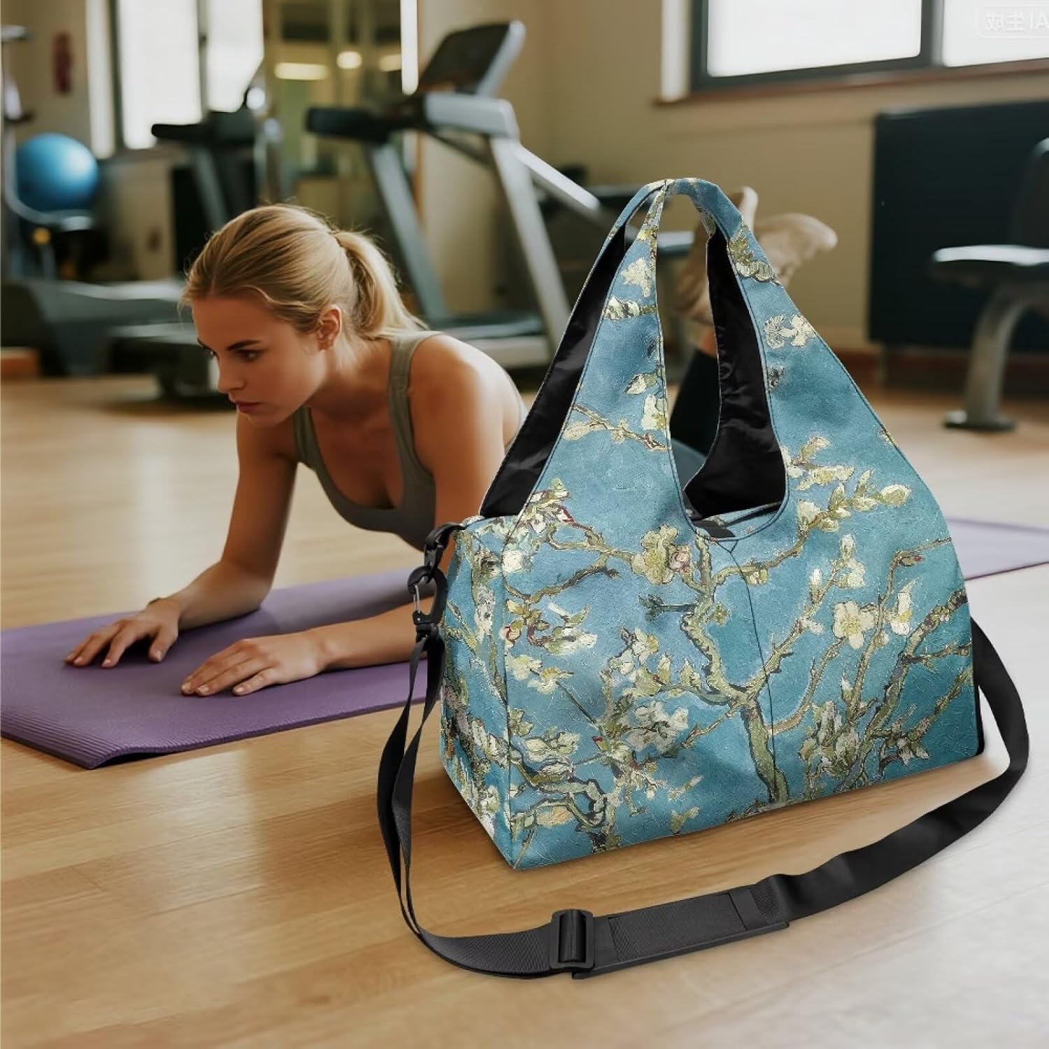 Yoga Gym Bag with Removable Adjustable Shoulder Strap, Shoe Compartment & Top Yoga Mat Holder 17.72x8.66x9.84in - Image 2