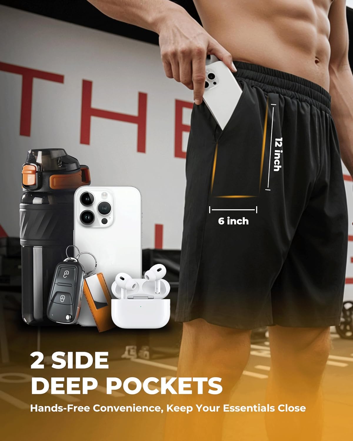 2 Pack Mens Gym Basketball Shorts - Athletic Black Workout Quick Dry Shorts with Pockets for Casual Running - Image 5