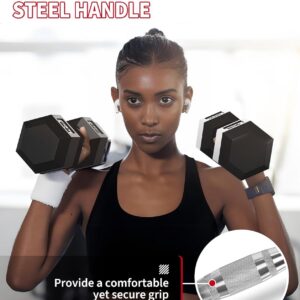 Garvee 5-50 LB Hex Dumbbell Set of 2, Hand Weights Dumbbells Pair with Cast Iron Core, Rubber Encased Coating and Textured Carbon Steel Handle for Home Gym Strength Training