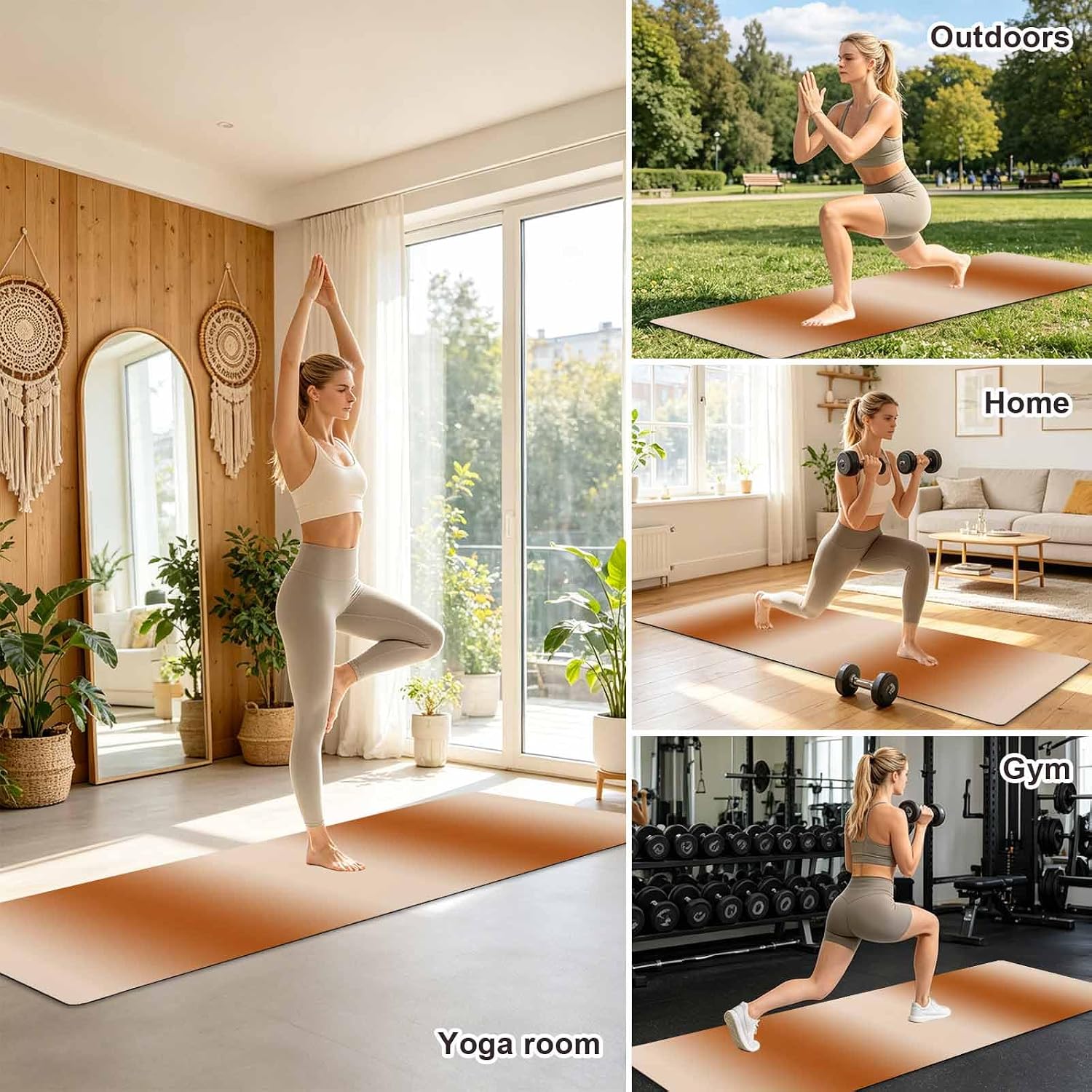 Yoga Mat Abstract off White Brown Non Slip Exercise Mat with Carrying Strap and Storage Bag Oil Painting Fitness Mat for Yoga, Pilates, Stretching and Floor Workouts - Image 6